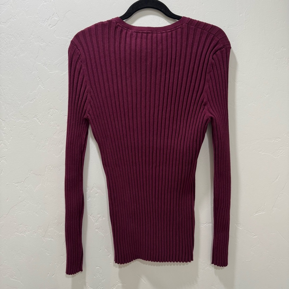 NWT Sundance Poet Legends Sweater VNeck Ribbed Organic Cotton Maroon Burgundy XL - Picture 6 of 9
